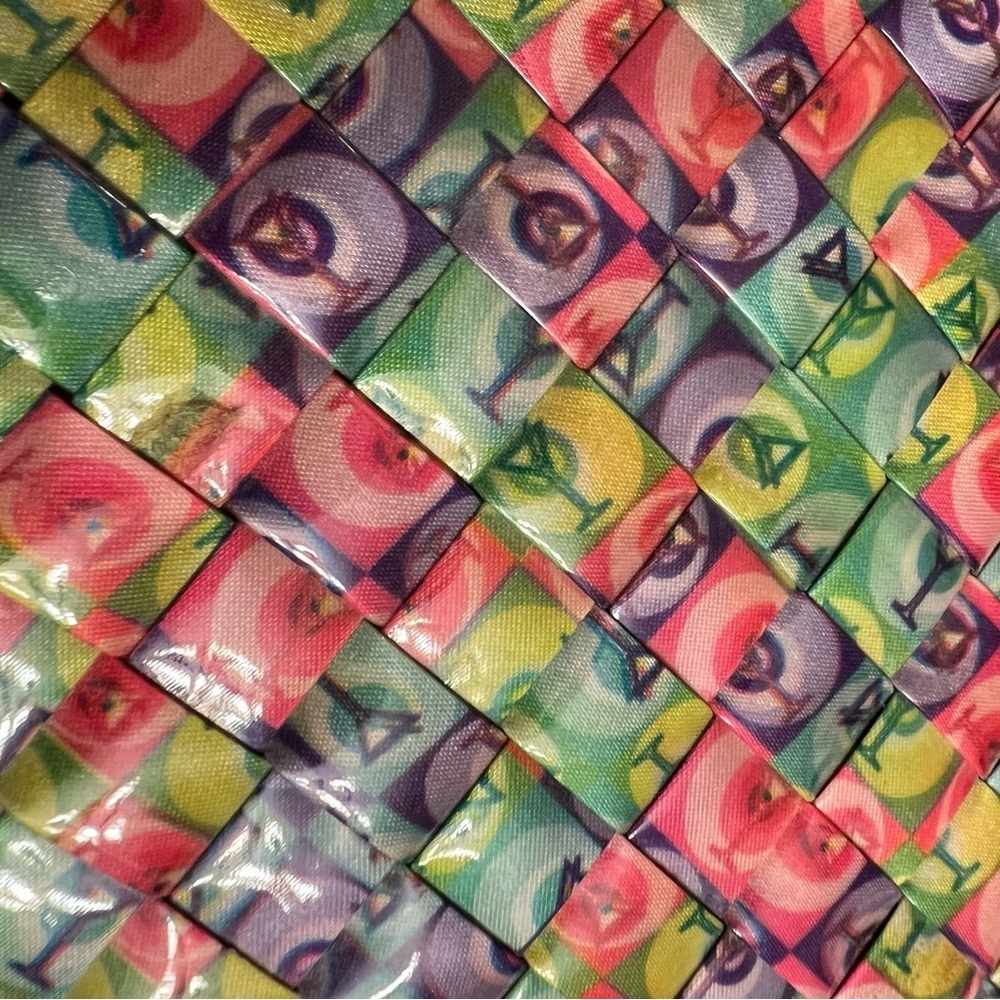 Prezzo bag #3407 Martini woven colorful fun candy wrapper style pink handle rare - Picture 4 of 9
